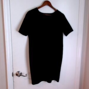 Chico's Black Short Sleeve  Dress Casual Everyday Minimalist Style Sz 0.5/#6187/